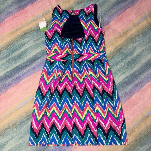 Lilly Pulitzer Hearts Flutter Multicolor Chevron Sleeveless Sheath Dress size - Picture 6 of 9